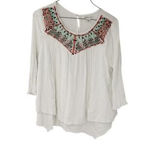 JOHN PAUL RICHARD White 3/4 Length Sleeve Top Womens Size Large L